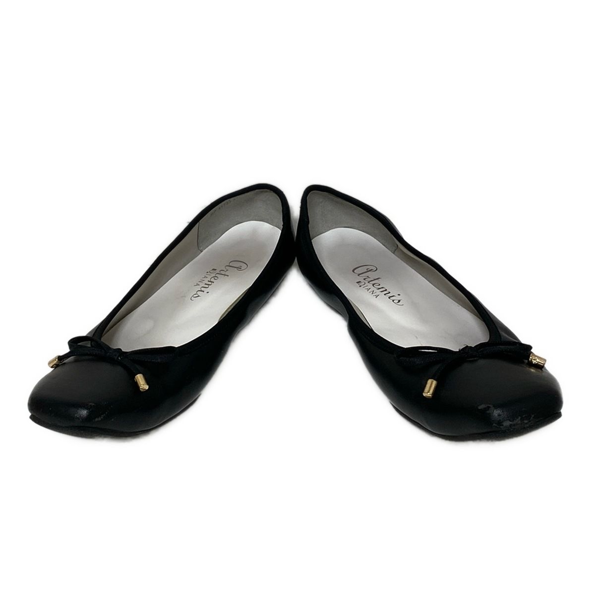 ✨極美品✨ DIANAダイアナ★リボン フラットシューズ パンプス レザー  黒 DIANA(ダイアナ) フラットシューズ 24 1/2 レディース - 黒
