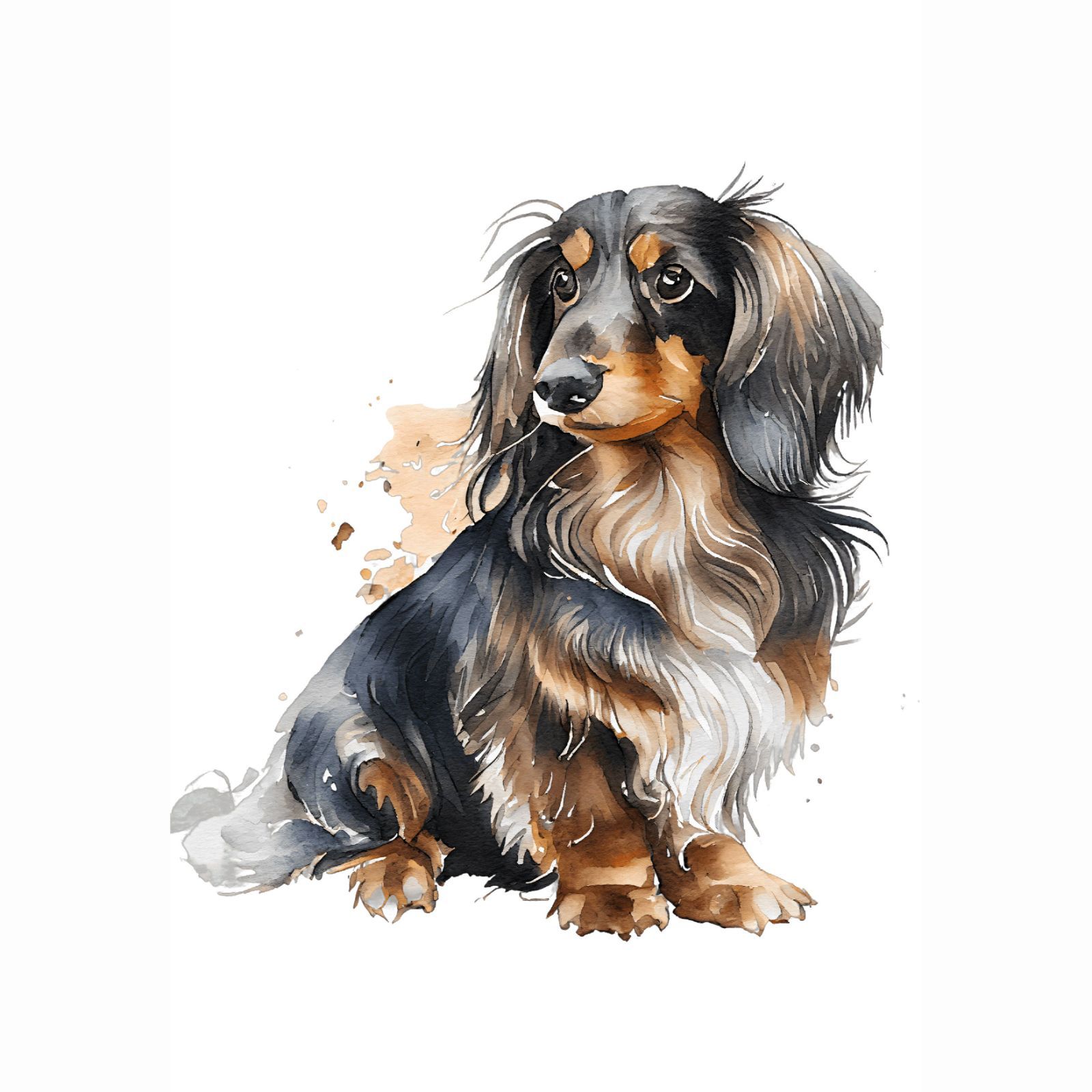 PET111】ダックスフンド 犬アート インテリアポスター 水彩 いぬの絵