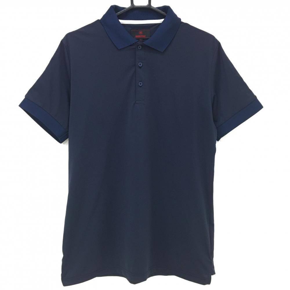 超美品】ブリーフィング 半袖ポロシャツ ネイビー×白 襟一部メッシュ