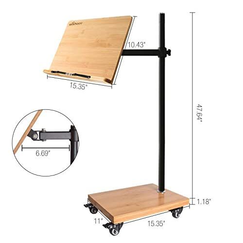 39.1cm x 28.0cm Wishacc 書見台 読書用フロアスタンド ハンズフリー 