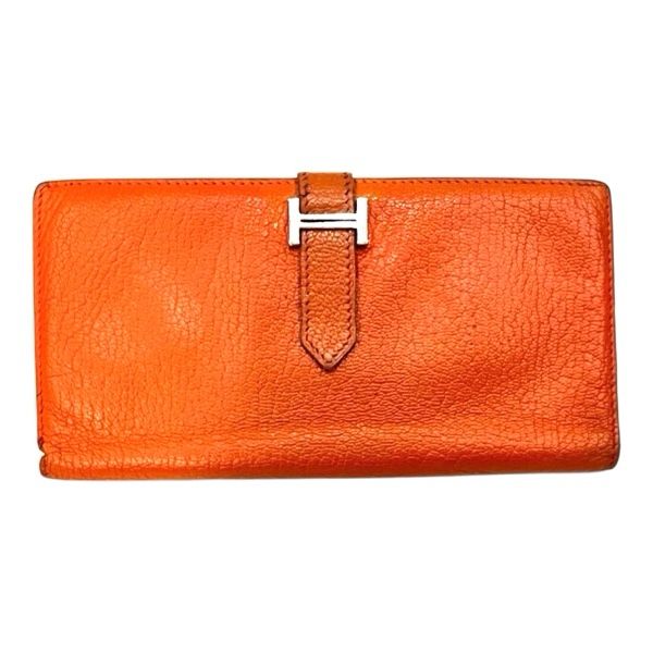 エルメス べアン オレンジ レザー 長財布 HERMES/エルメス】べアン メンズ長財布 エルメス ベアン 長財布 財布