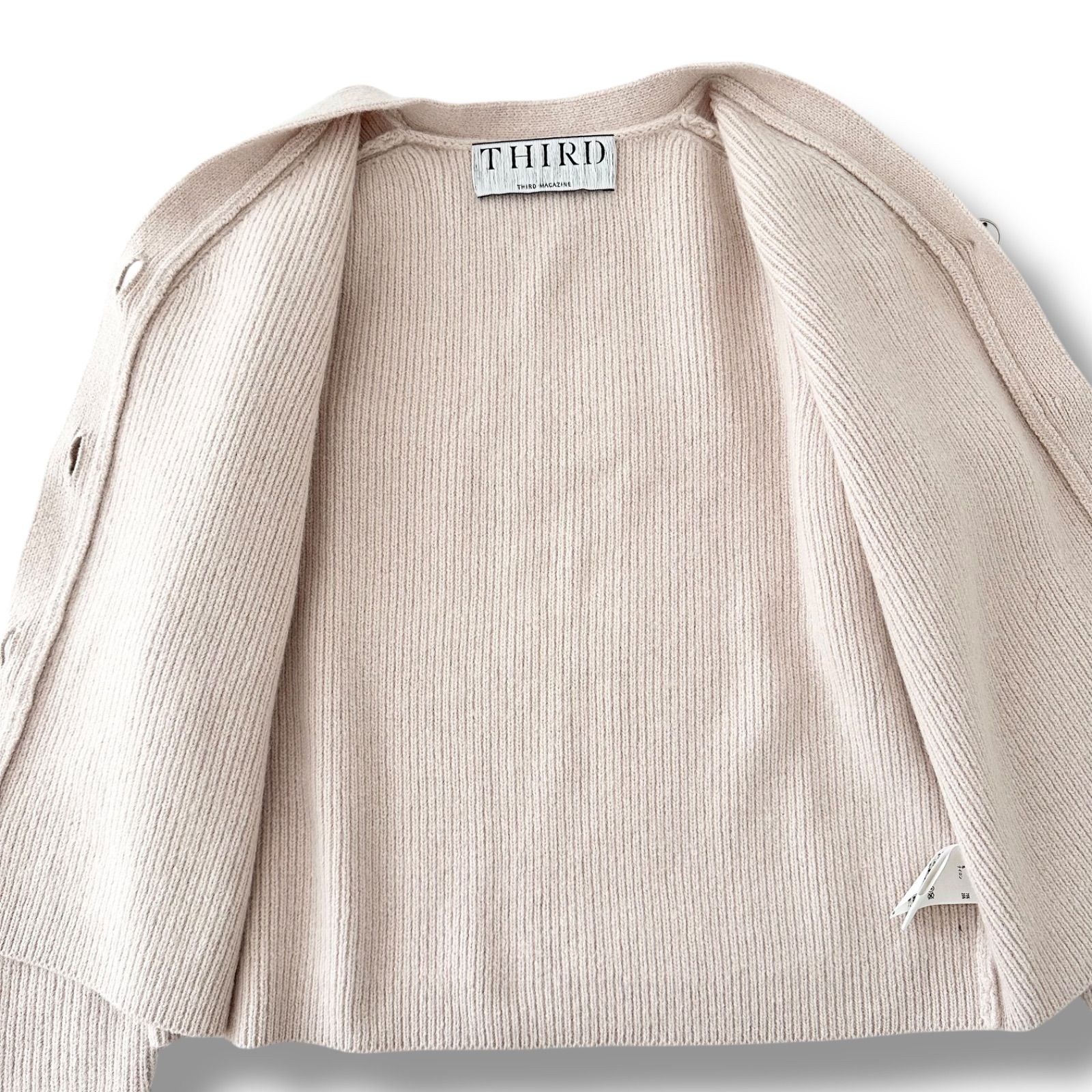美品 サードマガジン リブ編み ショート カーディガン 9号 ピンク