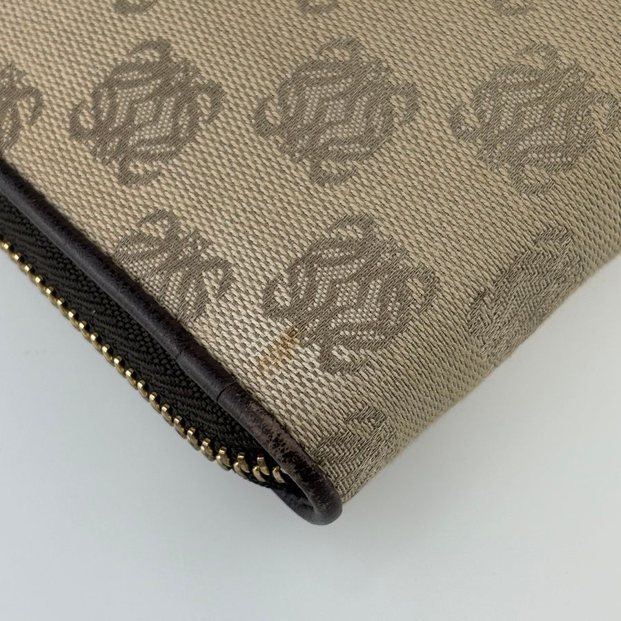 美品/希少✨ロエベ　長財布　アナグラム　ラウンドジップ　ブラウン　ゴールド LOEWE - LOEWE ロエベ アナグラム ラウンドファスナー ロング
