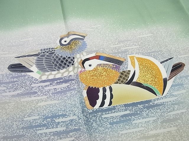 期間限定セール20％off○極上 人間国宝・羽田登喜男 訪問着 鴛鴦 金銀