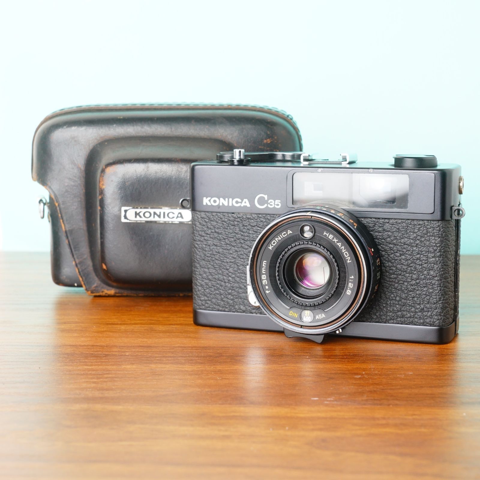 完動品◎KONICA C35 ブラック フィルムカメラ ケース付き 61