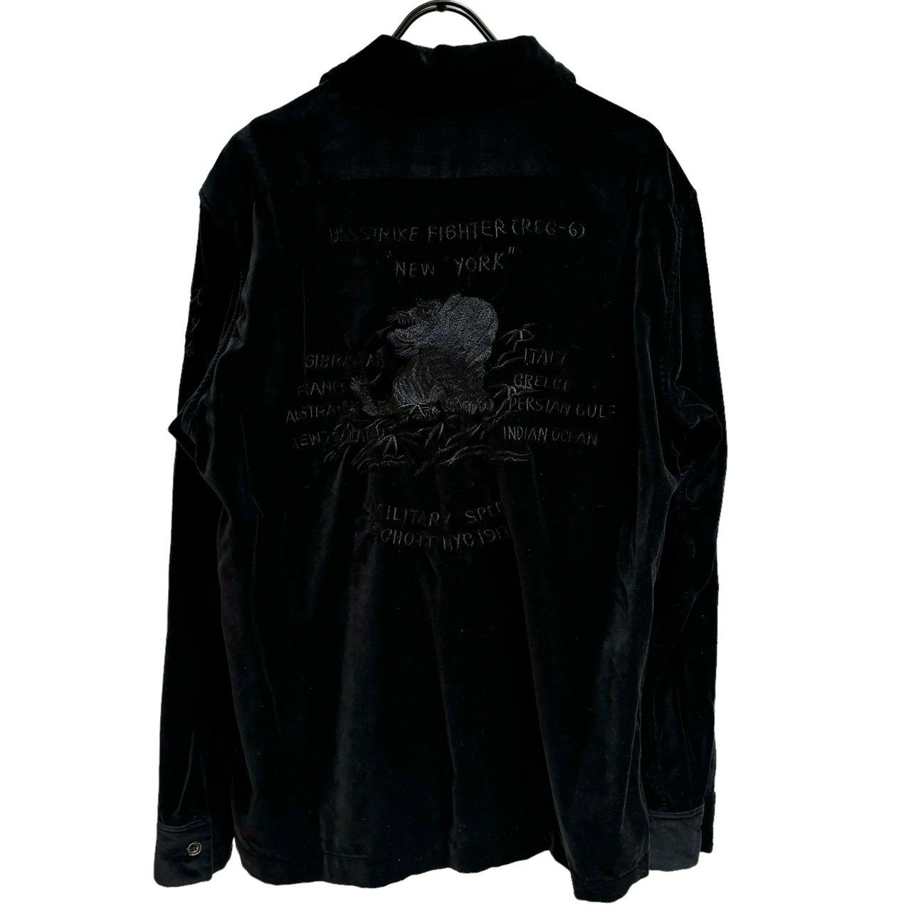 Schott ショット ベロア スーベニア シャツ Schott (ショット) 3165047 スーベニア刺繍ベロアオープンカラー