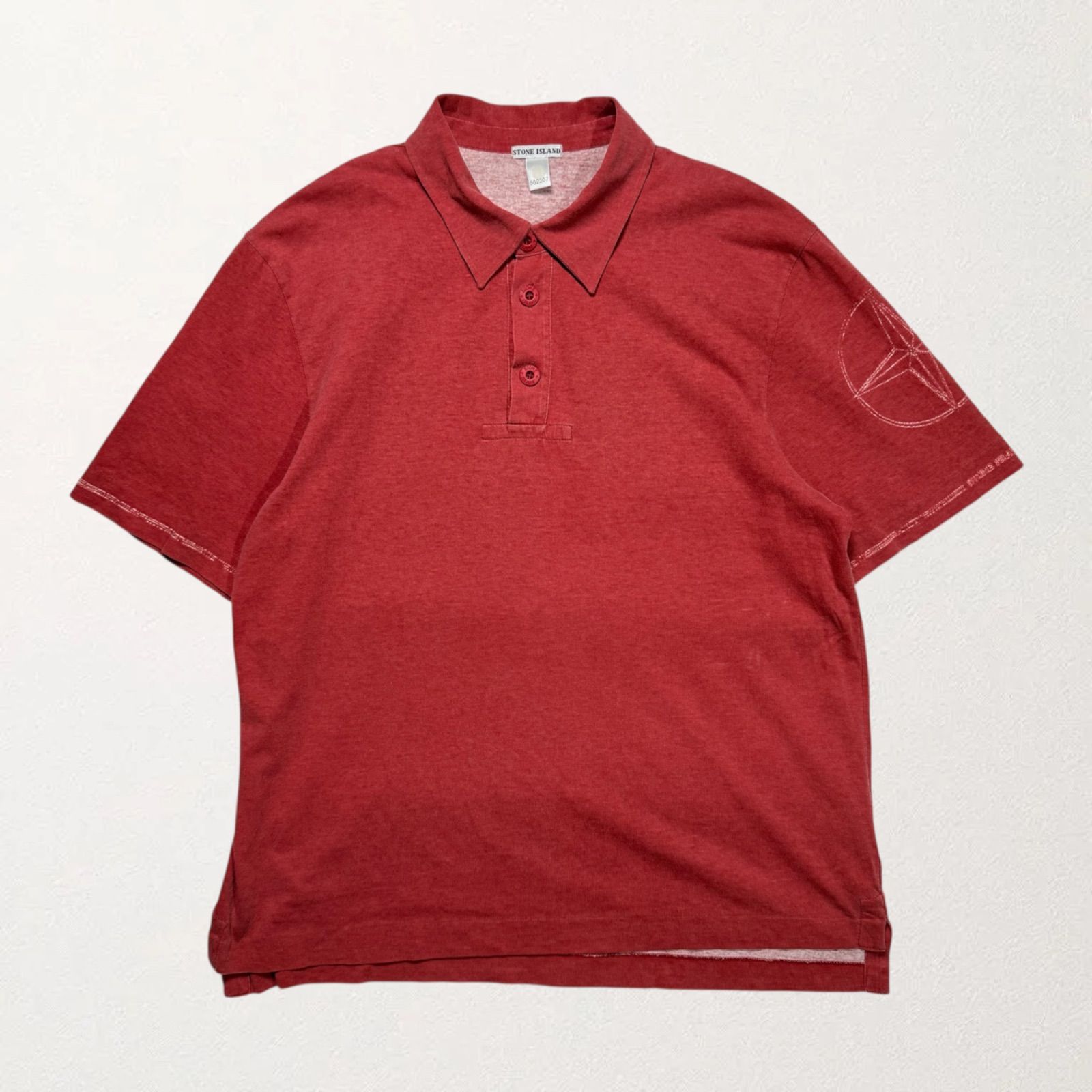 2002SS》STONE ISLAND Sleeve Print S/S Polo Shirt - Red - L - メルカリ