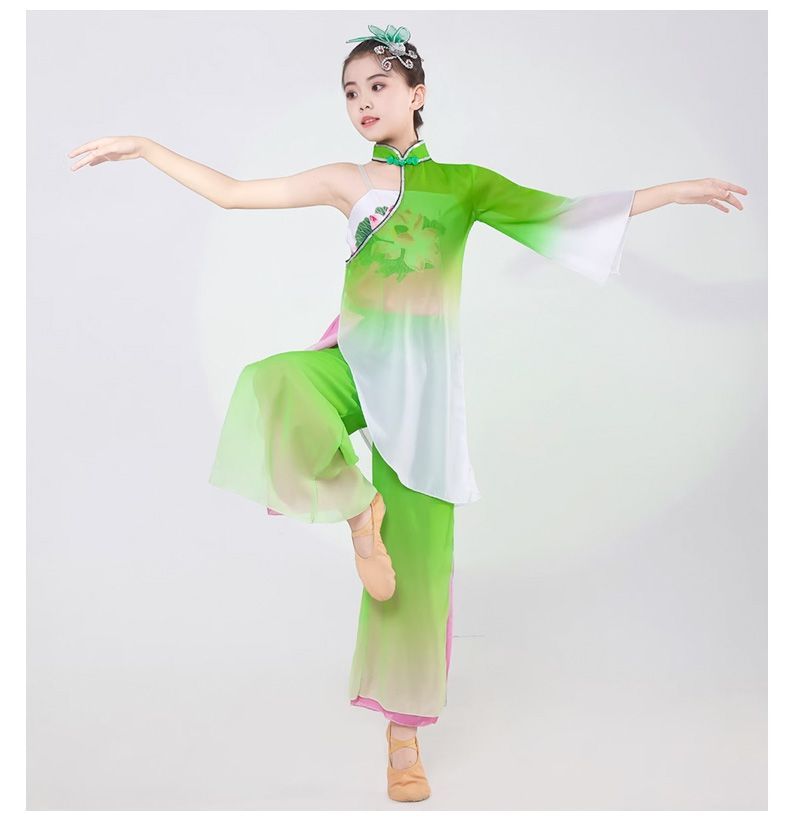 キッズ 子供 中華風ダンス衣装 グラデーション中国古典舞踊ダンス衣装