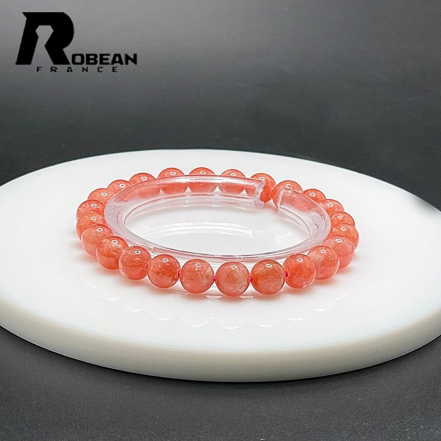 在庫切れ 綺麗 EU製 定価7万円ROBEAN・インカローズブレスレット パワーストーン 原石 天然石 高級 きれいめ バラ色 貴重 幸運 贈り物 プレゼント ギフト 7.3-7.8mm 1001G847