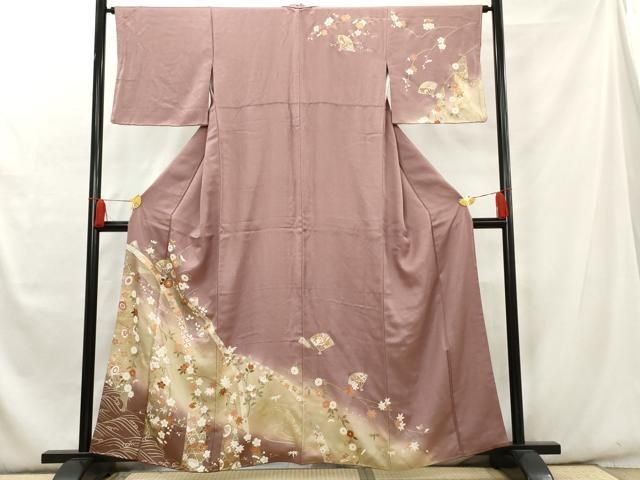 平和屋着物□訪問着 鬘帯花文 暈し染め 金彩 正絹 逸品