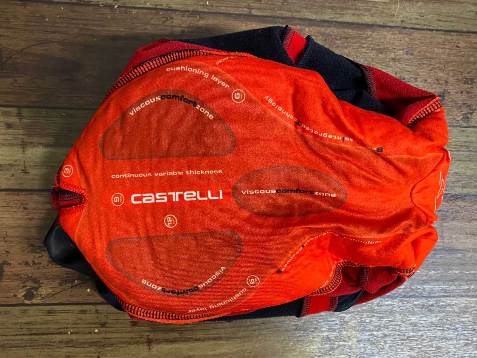 JG316 カステリ CASTELLI ROSSOCORSA ビブタイツ 黒 赤 M 裏起毛