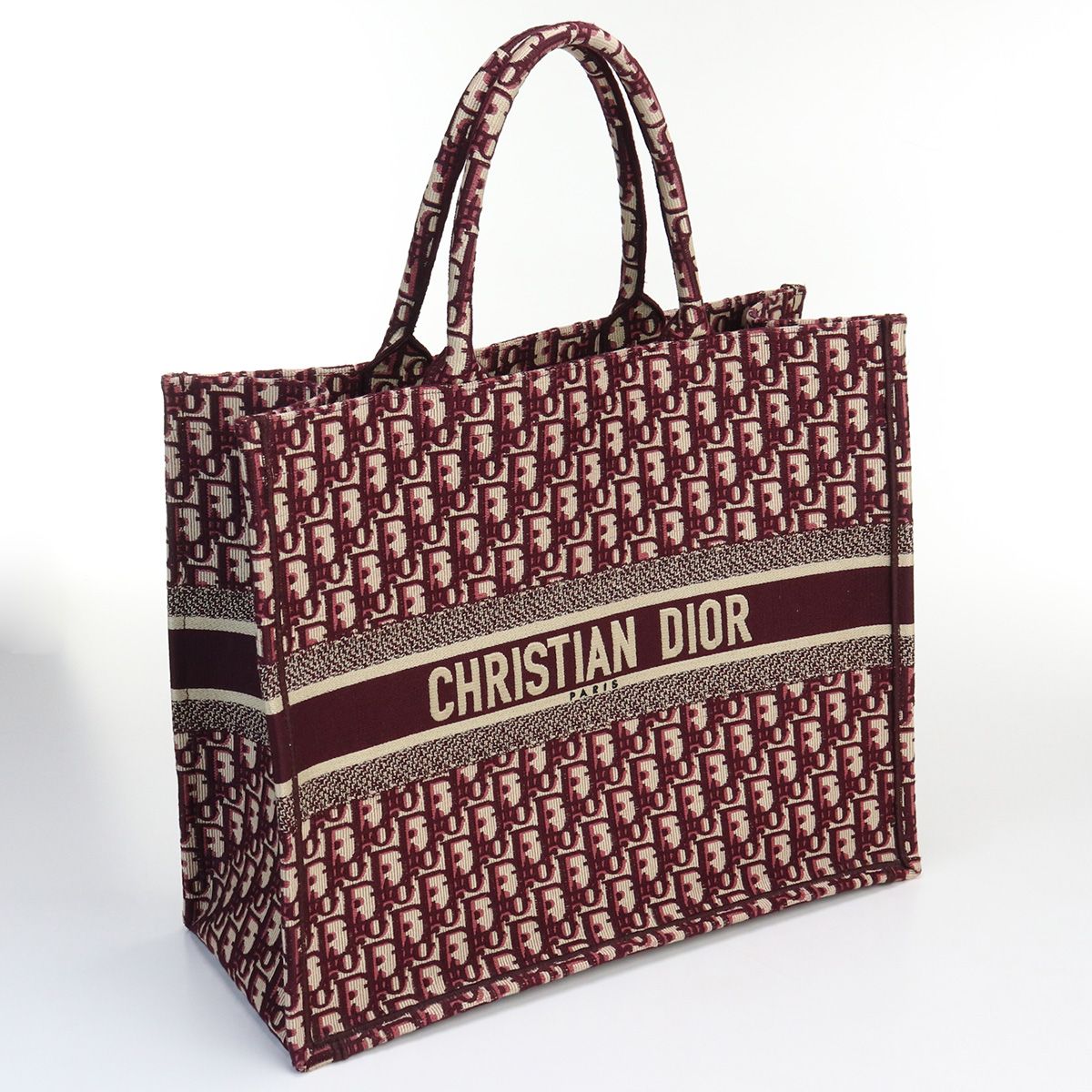 Christian Dior クリスチャンディオール ブックトート ラージバッグ オブリークエンブロイダリー M1286 ZRIW　M974  トートバッグ キャンバス【中古】 ユニセックス