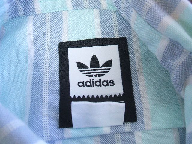 adidas Originals ストライプ長袖シャツ サイズXS ライトグリーン　ホワイト メンズ アディダスオリジナルス【中古】0-1130M△