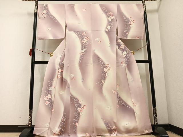 平和屋着物●上質な小紋 舞花文 暈し染め 正絹 AABB5152ph