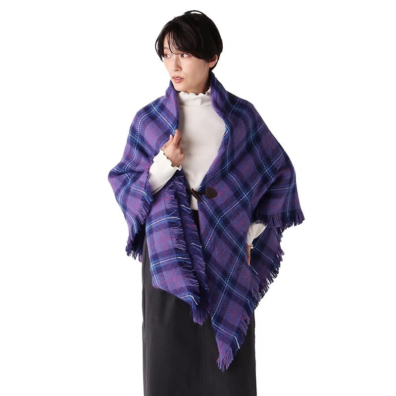 [ アフタヌーンティー リビング ] AfternoonTea LIVING ストール JD91 タータンチェック柄ポンチョ/Afternoon Tea Original Tartans パープル
