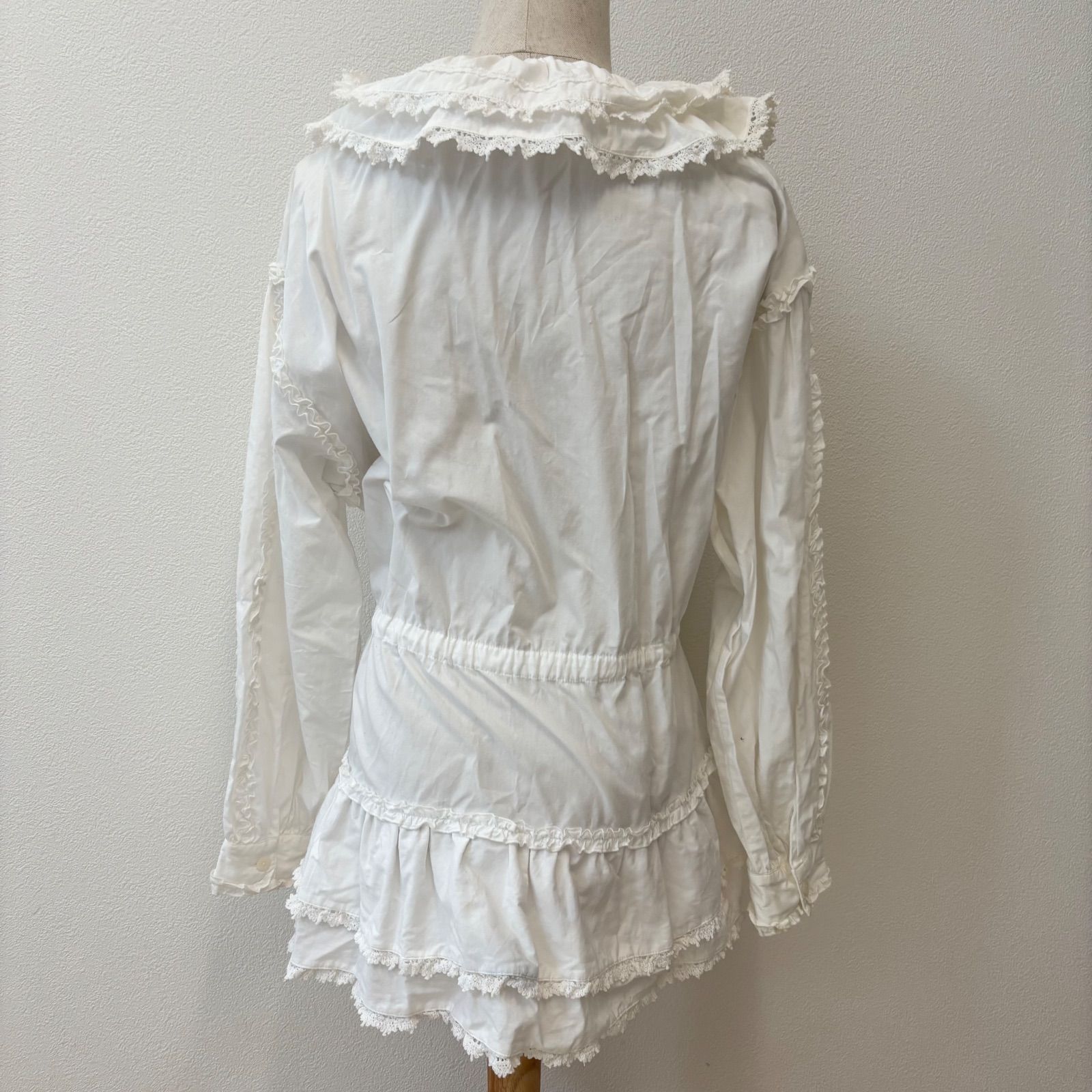 フリルレースシャツワンピース 白 Y2K 00s 森ガール フェアリー