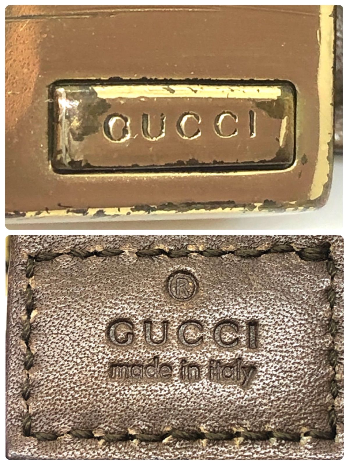GUCCI ベルト シェリーライン PVC×レザー ゴールド金具 GUCCI グッチ シェリーライン ベルト ウエスト最大73cm ロゴ