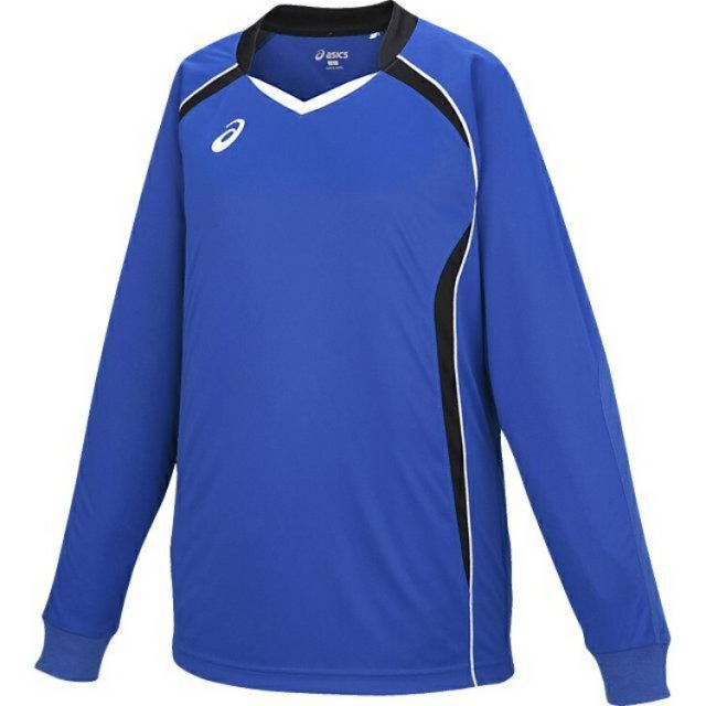 asics アシックス GAMESHIRTSLS ブルーxブラツク L XW1320 4590 | スポーツ バレーボール メンズ レディース バレーボールウェア ウエア トップス ブルー 青 ブラック 黒 L ゲームシャツ シャツ 長袖 吸