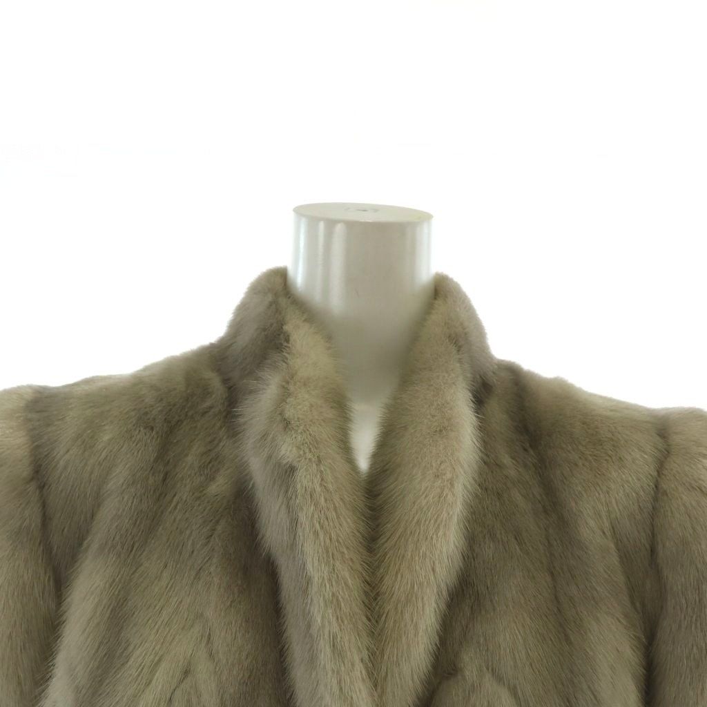 ノーブランド ファーコート アウター 毛皮 サファイアミンク ミドル 肩パッド 9 M グレー XZ GY18 GULLKHAN_COM