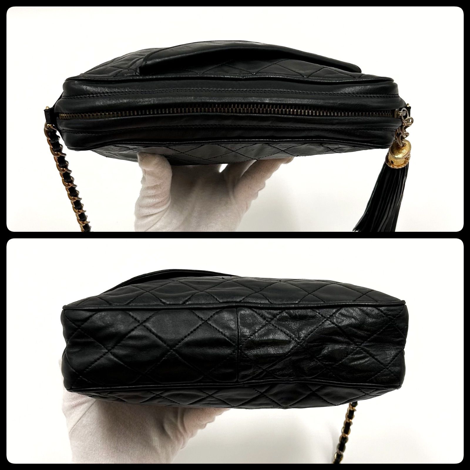 CHANEL シャネル マトラッセ ラムスキン フリンジ チェーン