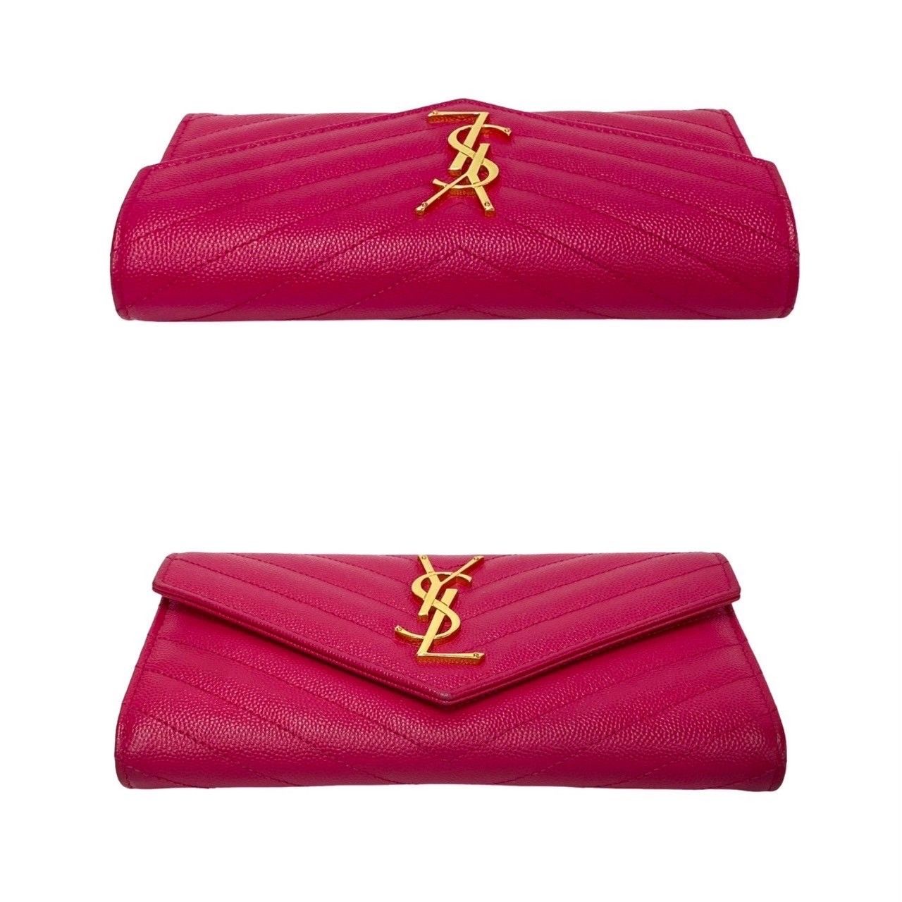 極 美品 YVES SAINT LAURENT イヴ サンローラン YSL ロゴ 金具 キルティング レザー 本革 長財布 二つ折り ウォレット  ピンク 115-3 - メルカリ