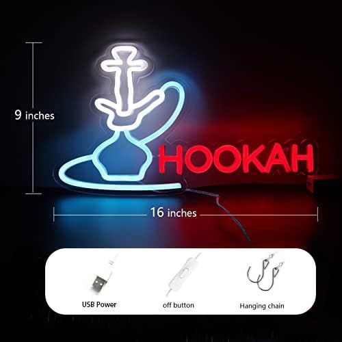 Hookah ネオンサイン バーや男性の洞窟の装飾用 非常に明るいLED広告ディスプレイサイン 喫煙ラウンジやベイプショップ用 壁や窓に簡単に吊り下げ  - メルカリ