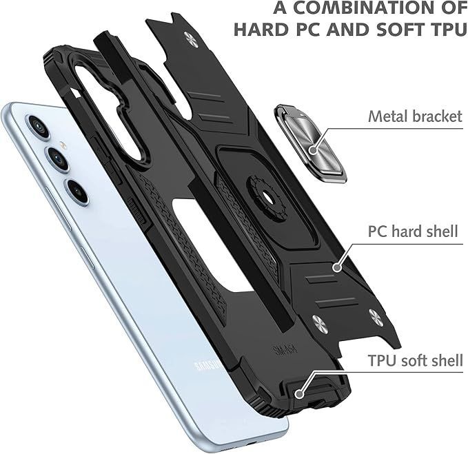 A54 5G ケース Galaxy リング付き 耐衝撃 カバー スタンド機能 : Samsung ギャラクシー TPU SC-53D サムスン 一体型スマホリング付き スライド式カメラカバー