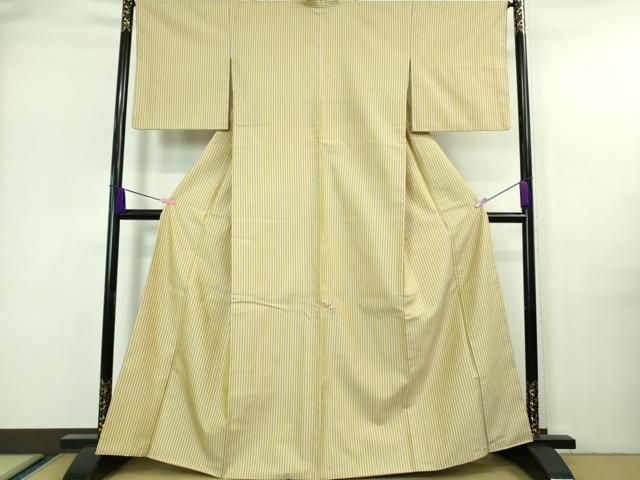 平和屋本店□極上 山下八百子 本場黄八丈 市松綾織 紬 縞