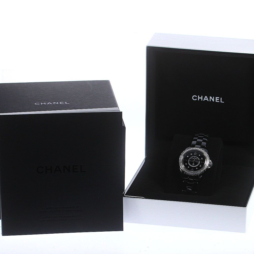 シャネル CHANEL H3108 J12 黒セラミック ダイヤベゼル 8P クォーツ 