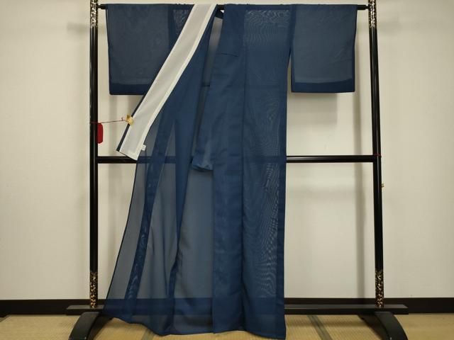 平和屋着物 夏物 色無地 絽 紺瑠璃色 洗える着物 AABA5624sx