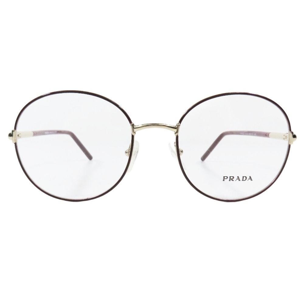 PRADA プラダ 眼鏡 アイウェア メタルフレーム ラウンド デモレンズ 51□19 09P-101 140 ボルドー ゴールド VPR55W メンズ レディース 古着