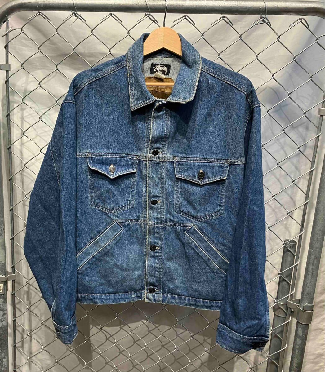 80s OLD STUSSY/Denim Jacket/USA製/黒タグ/L/デニムジャケット/インディゴ/アイスブルー/ステューシー/オールド ステューシー | Pay ID
