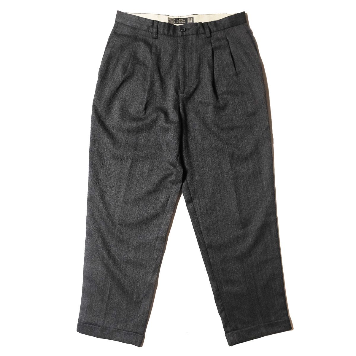 90's ギャップ GAP 2タック ウール スラックス (34/30) 黒灰杢