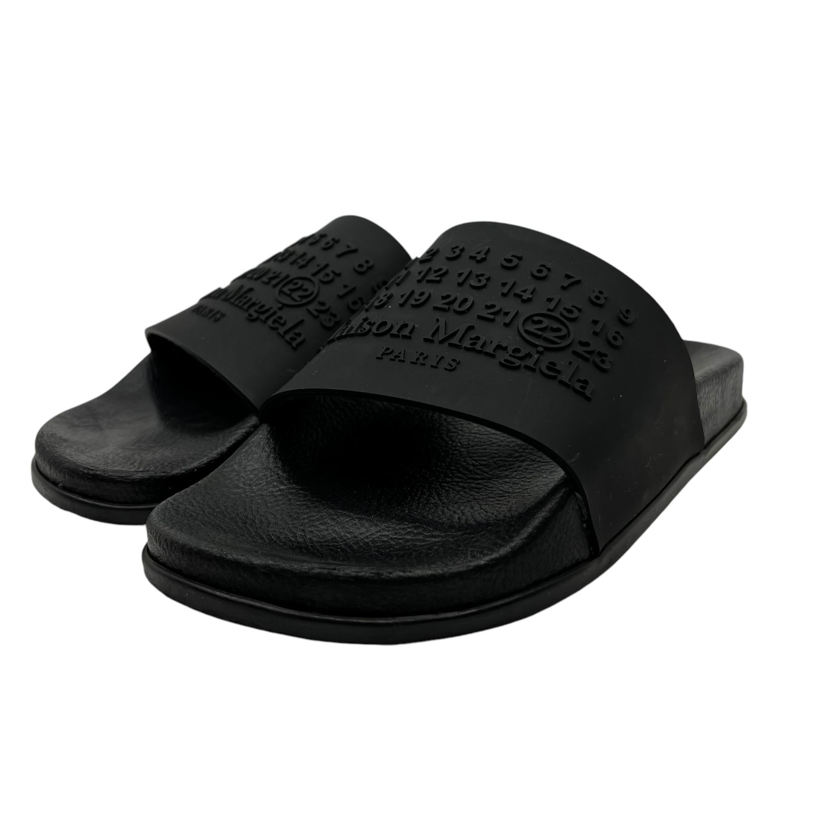 MAISON メゾンマルジェラ 20 SS Calendar logo slide sandals カレンダーロゴ スライド サンダル 40 25 5 26 cm程度 ブラック シャワー ラバー レザー