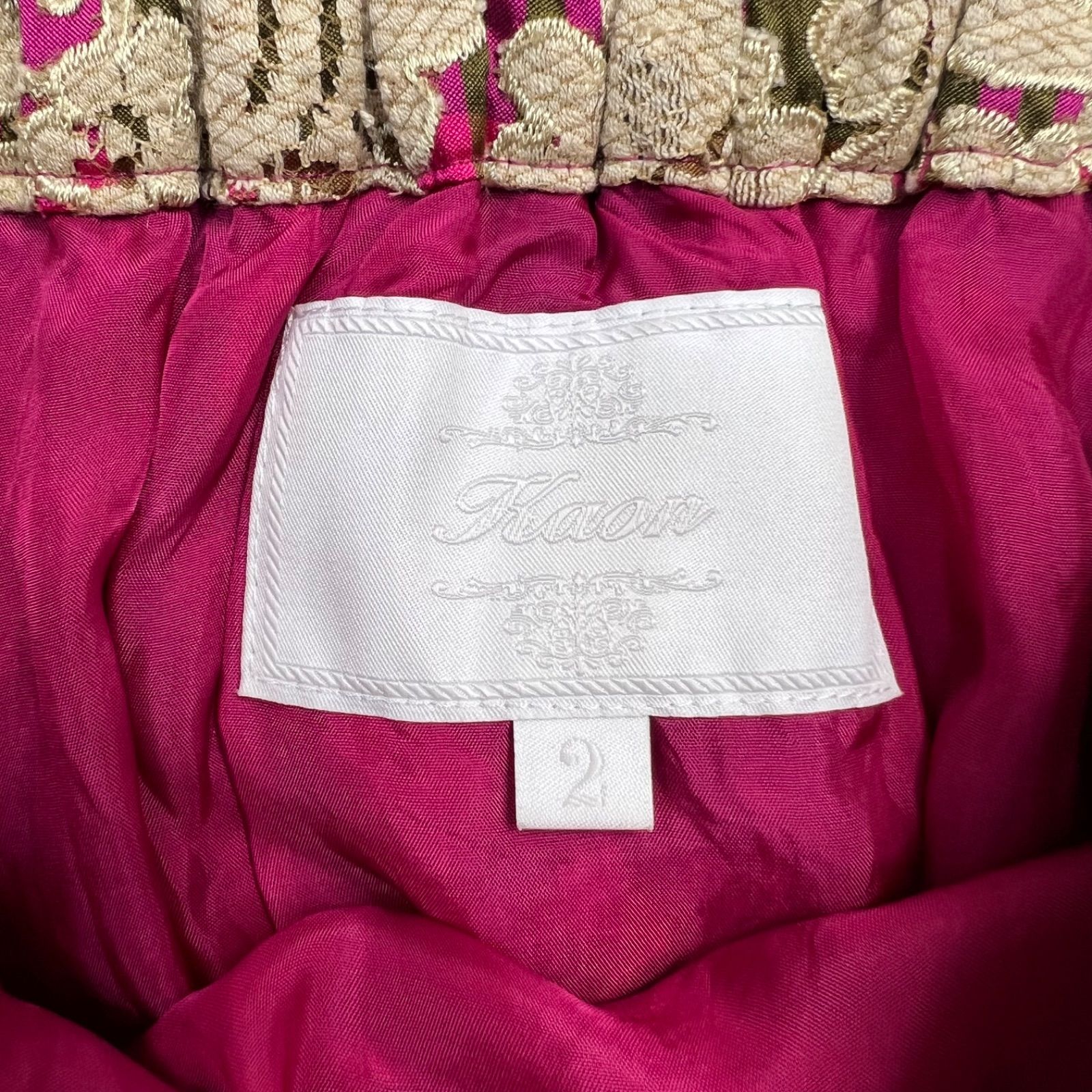 Kaon カオン フ スカート サイズ2 チェック柄 縫い付けレース ウエスト背面ゴム 秋冬 SIROKUMA-CORPORATION_COM