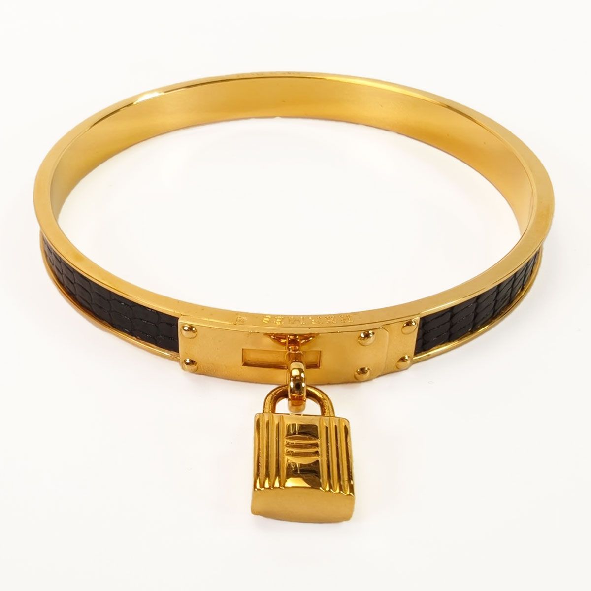 HERMES エルメス ケリー バングル カデナ ブレスレット ブラック×ゴールド 管理番号 10392
