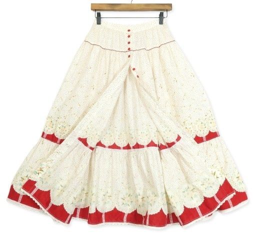 ピンクハウス ブーケ柄　ティアードスカート ピンクハウス 薔薇と葡萄のブーケ柄 スカート