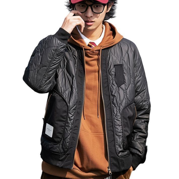 メンズ キルティング ミリタリー ジャケット ブラック フライト