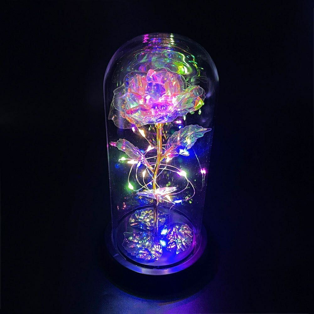 薔薇 ローズ ガラスドーム LED 3D オブジェ 幻想的インテリア