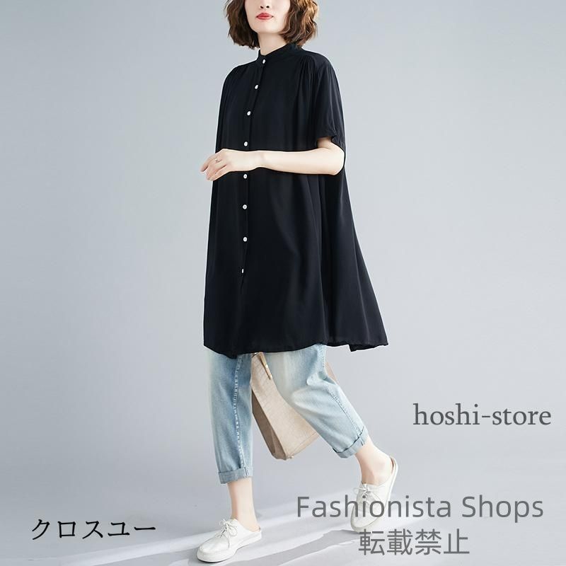 リバティ　長袖チュニックシャツワンピース　新品未使用 シャツワンピース 通販シャツワンピース 長袖 半袖 ロング
