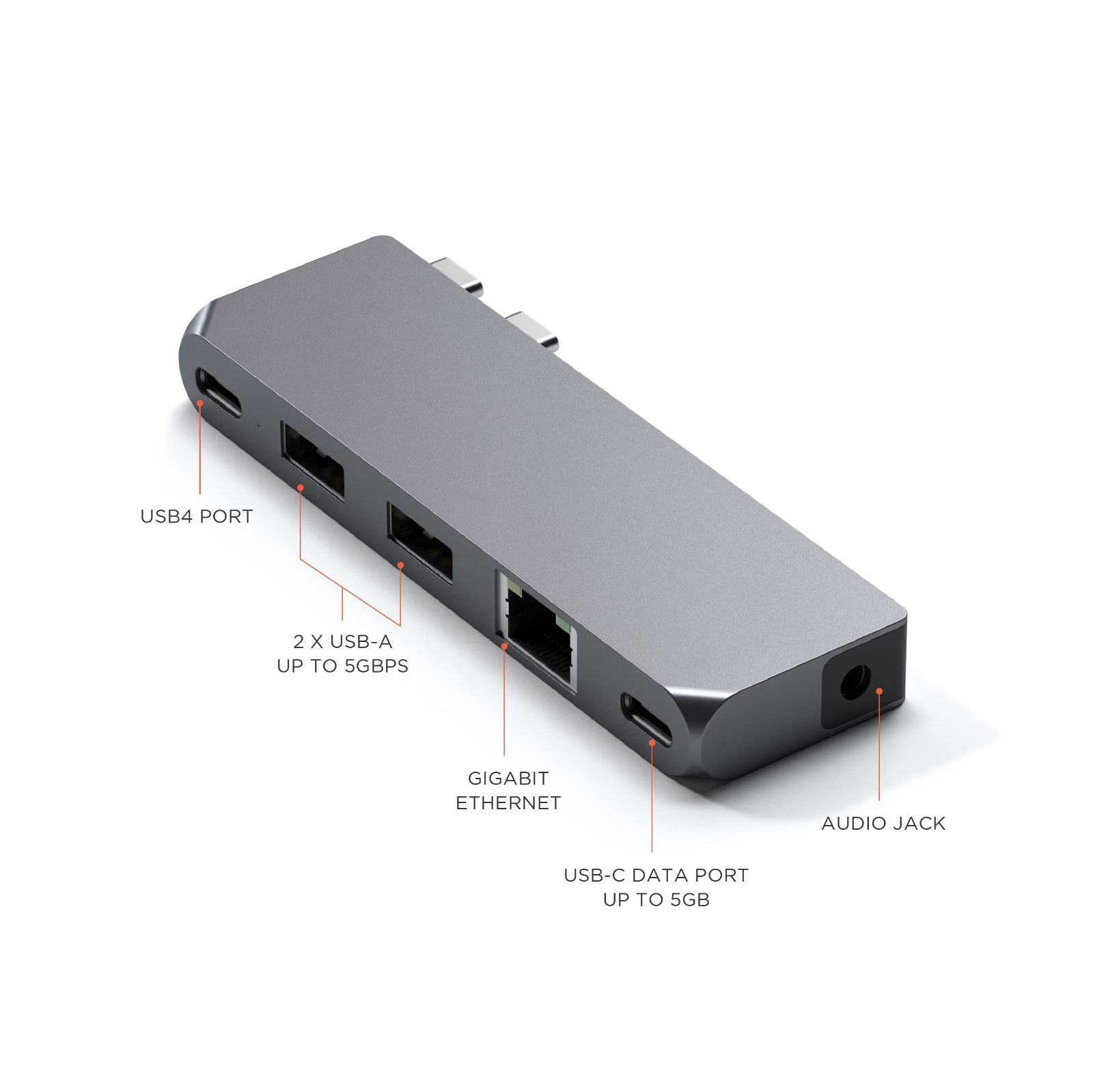 MacBook スペースグレー USB-Cポート2つ Satechi USB-C Proハブ ミニ 6-in-2 (スペースグレイ) USB4 USB-A