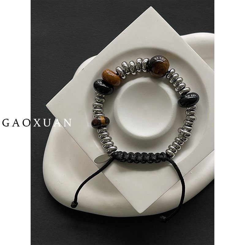 全新未使用】 天然石ブレスレット 黒瑪瑙 オニキス 虎目石