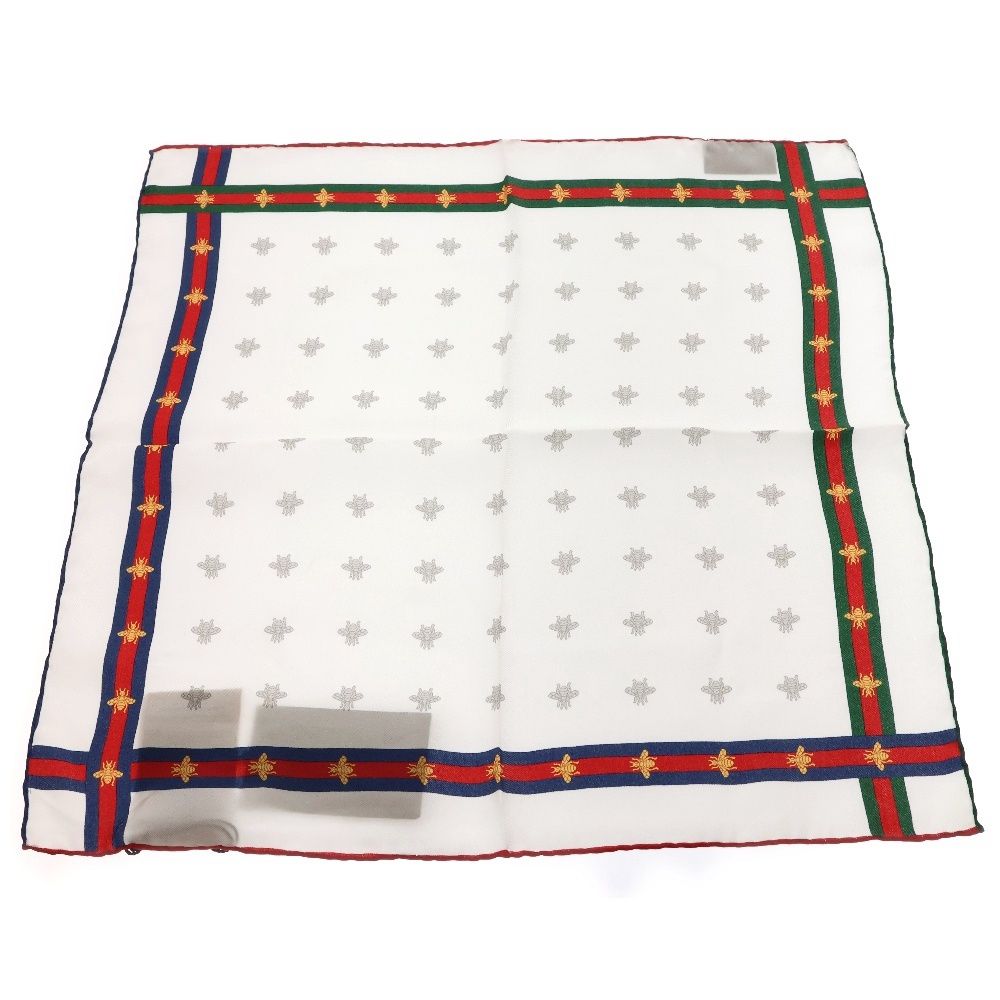 GUCCI (グッチ) BEE ポケットシルク スカーフ ホワイト 407465 - メルカリ 