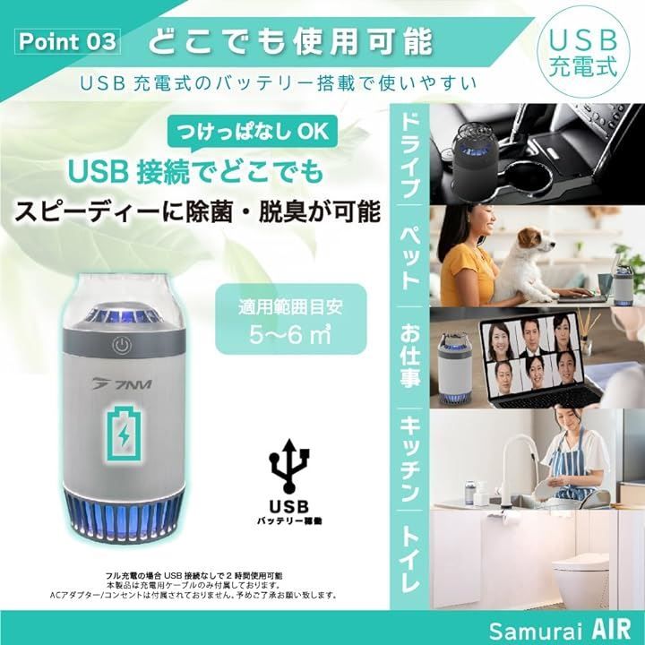 空気清浄機）光触媒小型除菌脱臭機/トイレ・キッチン・寝室用（4.5畳）/未