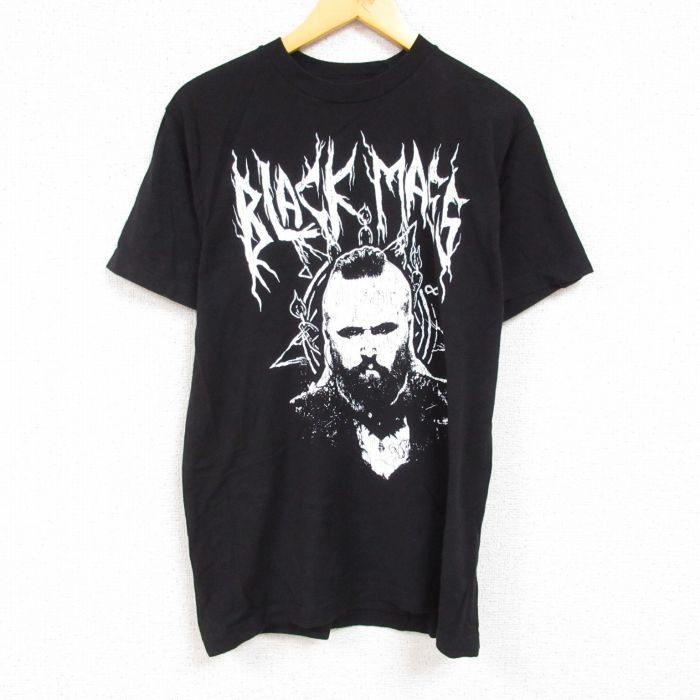 L/古着 半袖 Tシャツ メンズ ワールドプロレスリング ブラウンストローマン コットン クルーネック 黒 ブラック 23may23 中古
