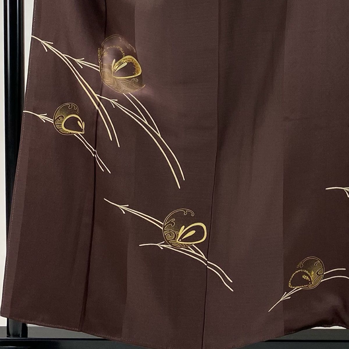 付下げ 身丈157.5cm 裄丈63cm S 袷 うさぎ 波頭 箔 金彩 茶紫 正絹 秀品