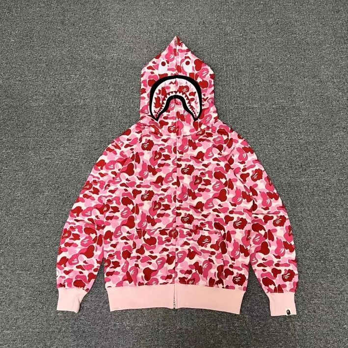 大人気⭐】A BATHING APE アベイシングエイプ 長袖 シャークパーカー ピンク 3色選択 新品 男女兼用 - メルカリ