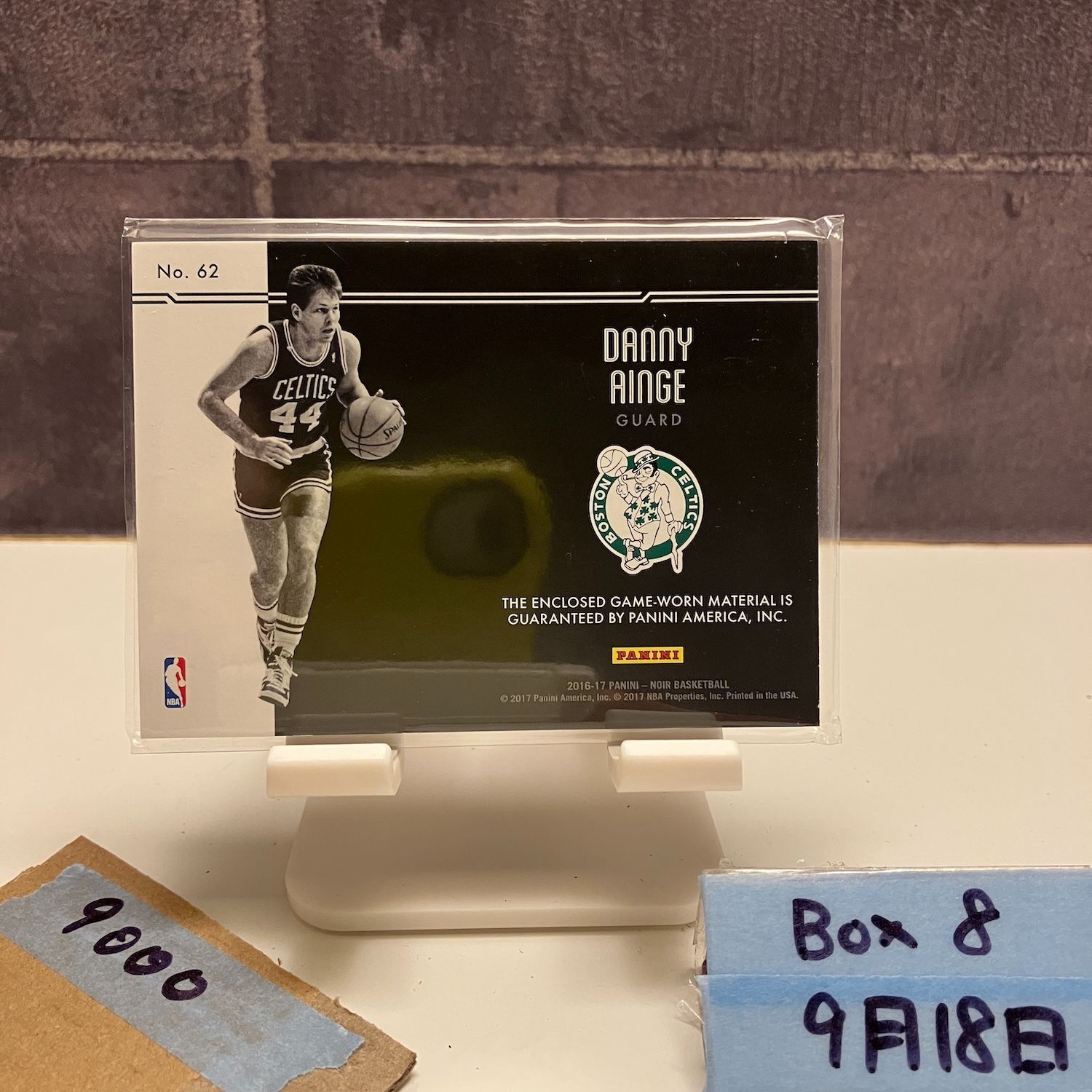 2016-17 Panini Noir Danny Ainge 41 49 Boston Celtics Game-Worn ジャージ カード