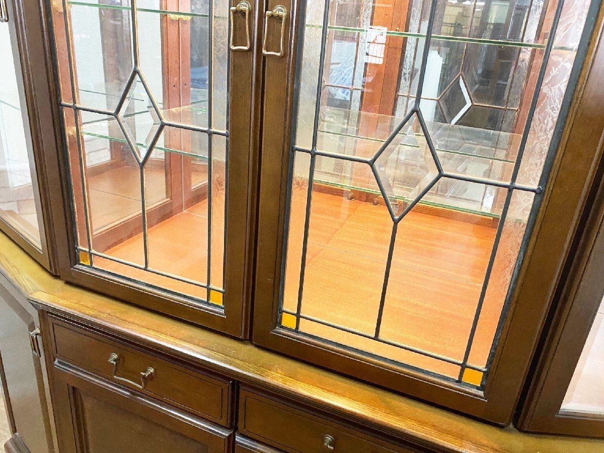 三越ブルージュ・ステンドグラスカップボード食器 三越家具 ブルージュ