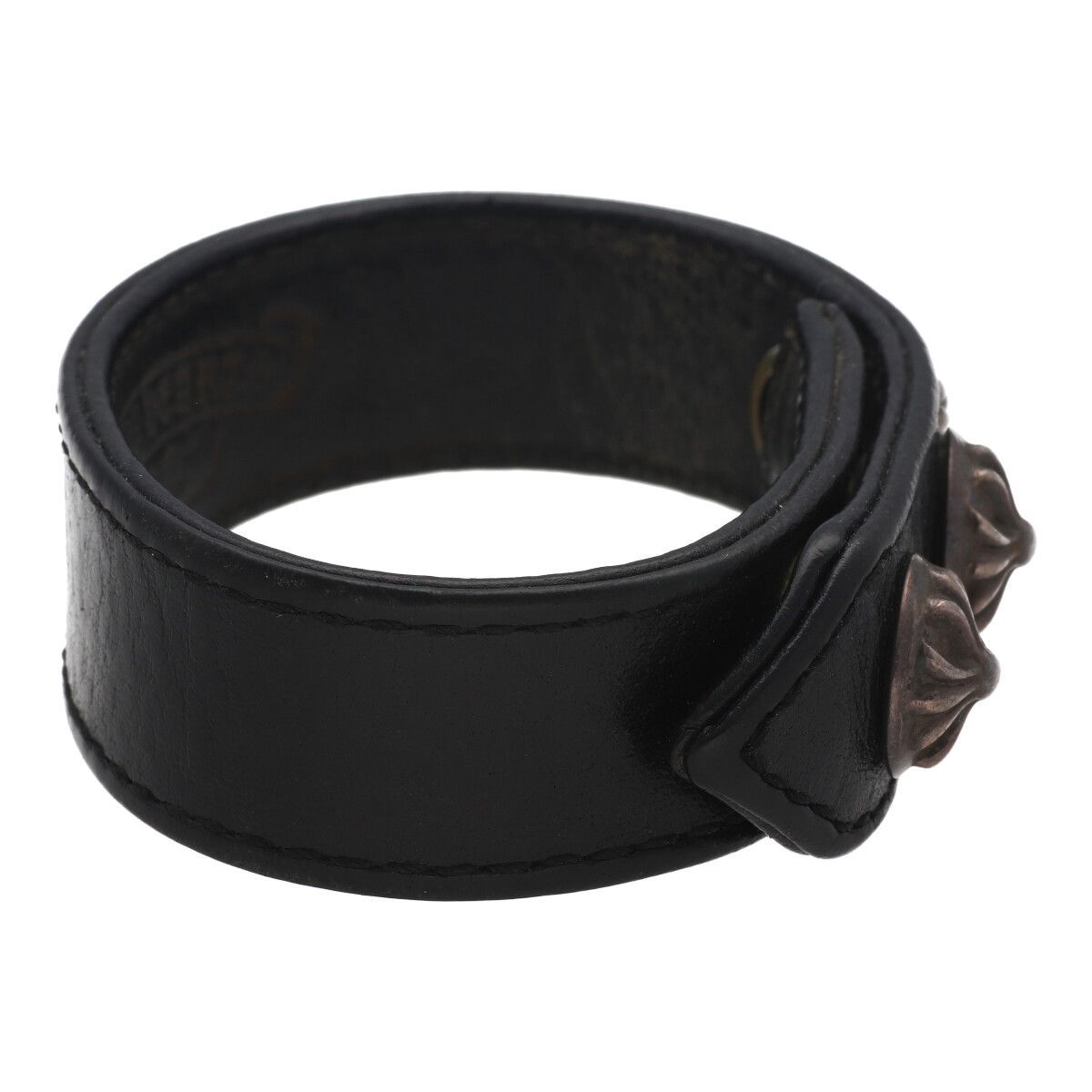 CHROME HEARTS クロムハーツ クロスボール3ボタンレザーブレスレット